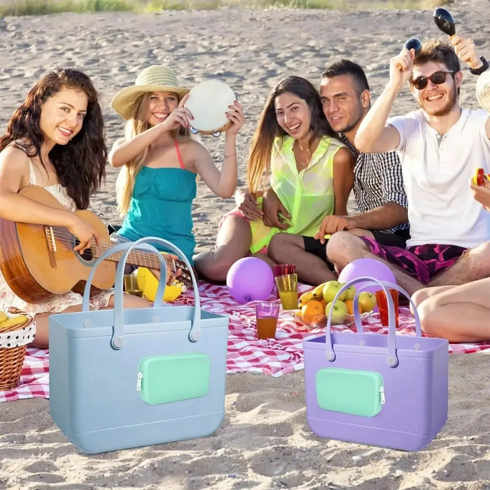 Cute Silicone Coin Bag Solid Color Large-Capacity Zip Bag Waterproof Beach Bag Pendant Eva Beach Bag