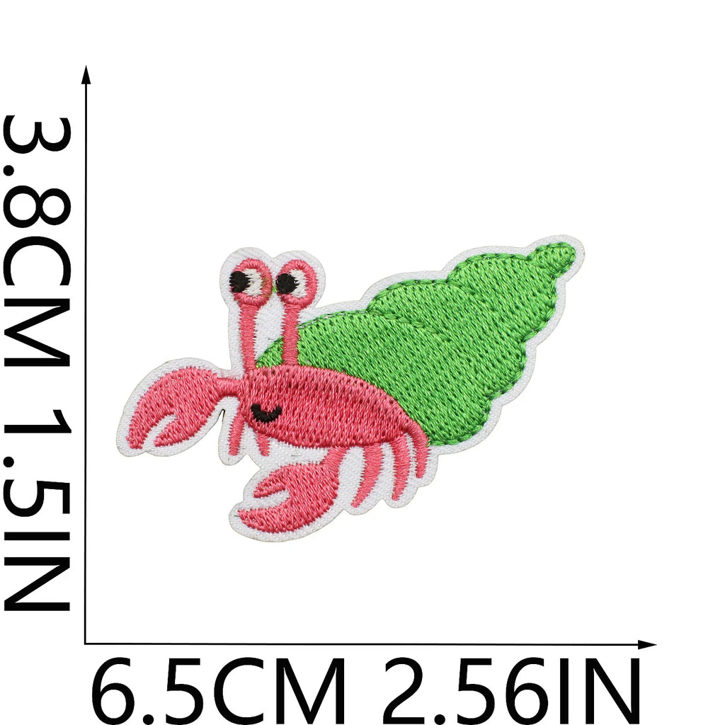 10PCS Marine Creature Embroidered Patches Iron On Patches For Clothes DIY Shark Dolphin Patch Jellyfish Conch Octopus Patch