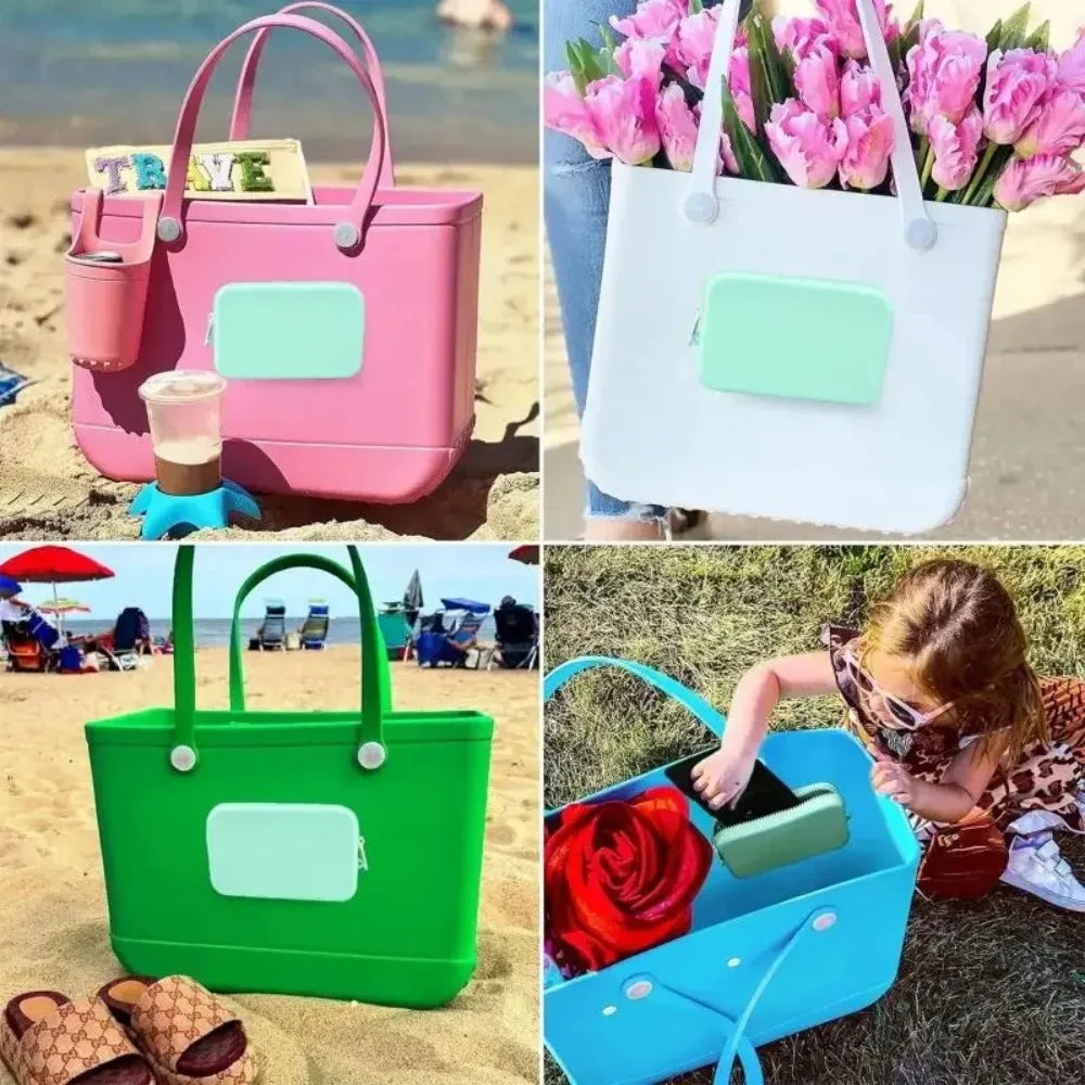 Cute Silicone Coin Bag Solid Color Large-Capacity Zip Bag Waterproof Beach Bag Pendant Eva Beach Bag