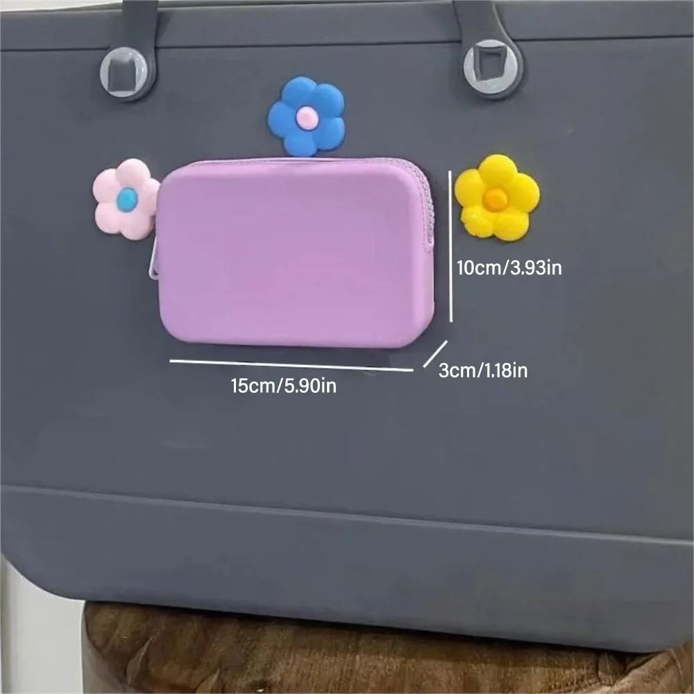 Cute Silicone Coin Bag Solid Color Large-Capacity Zip Bag Waterproof Beach Bag Pendant Eva Beach Bag
