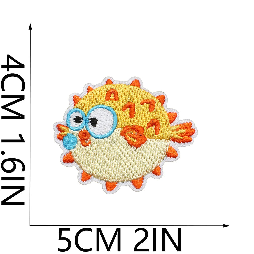10PCS Marine Creature Embroidered Patches Iron On Patches For Clothes DIY Shark Dolphin Patch Jellyfish Conch Octopus Patch
