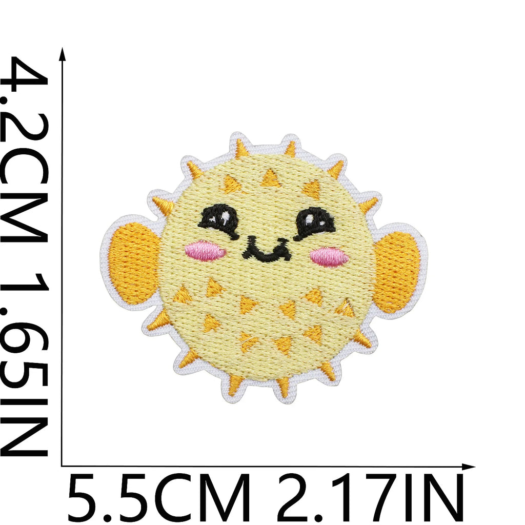 10PCS Marine Creature Embroidered Patches Iron On Patches For Clothes DIY Shark Dolphin Patch Jellyfish Conch Octopus Patch