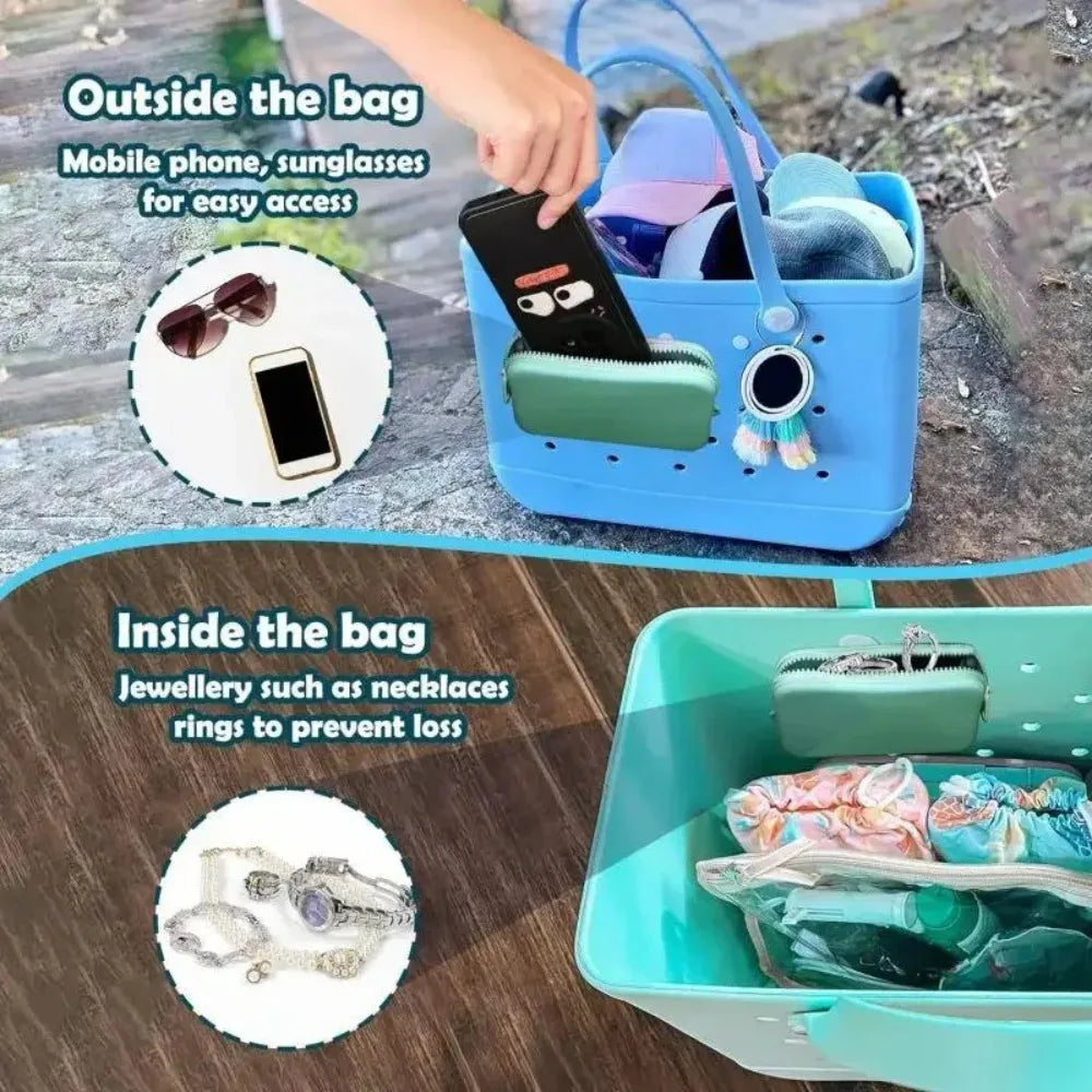 Cute Silicone Coin Bag Solid Color Large-Capacity Zip Bag Waterproof Beach Bag Pendant Eva Beach Bag