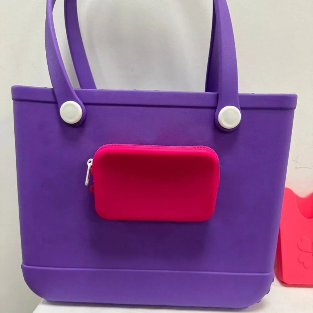 Cute Silicone Coin Bag Solid Color Large-Capacity Zip Bag Waterproof Beach Bag Pendant Eva Beach Bag