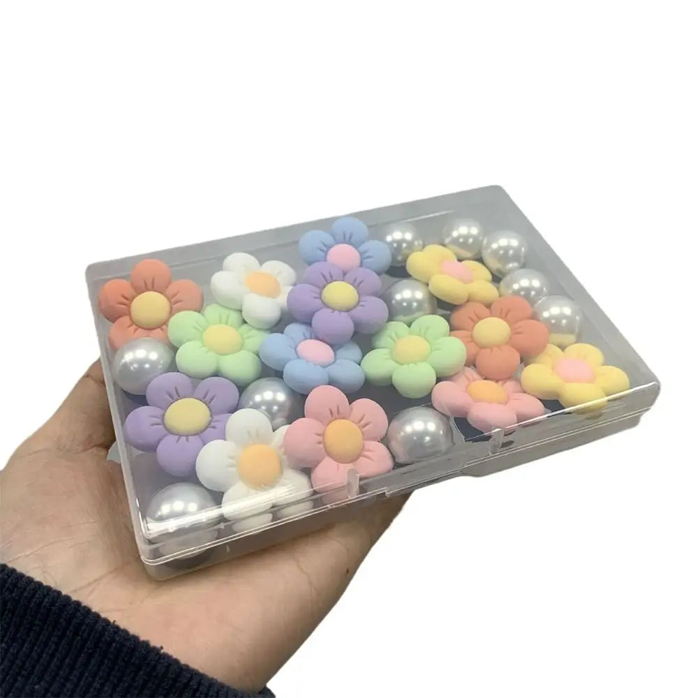 24PCS Colorful Charms for Bogg Bags Rubber Beach Bag Handbag Beach Bag Accessories Charms DIY Flowers and Pearls for Bogg Bag