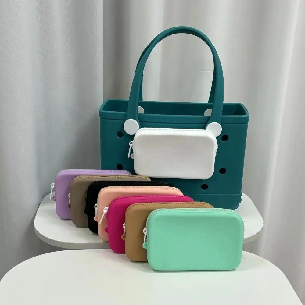 Cute Silicone Coin Bag Solid Color Large-Capacity Zip Bag Waterproof Beach Bag Pendant Eva Beach Bag