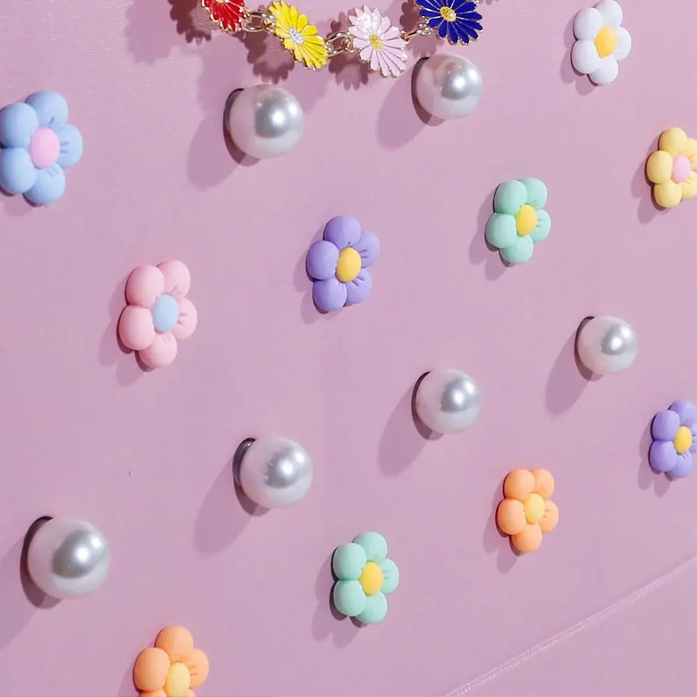 24PCS Colorful Charms for Bogg Bags Rubber Beach Bag Handbag Beach Bag Accessories Charms DIY Flowers and Pearls for Bogg Bag