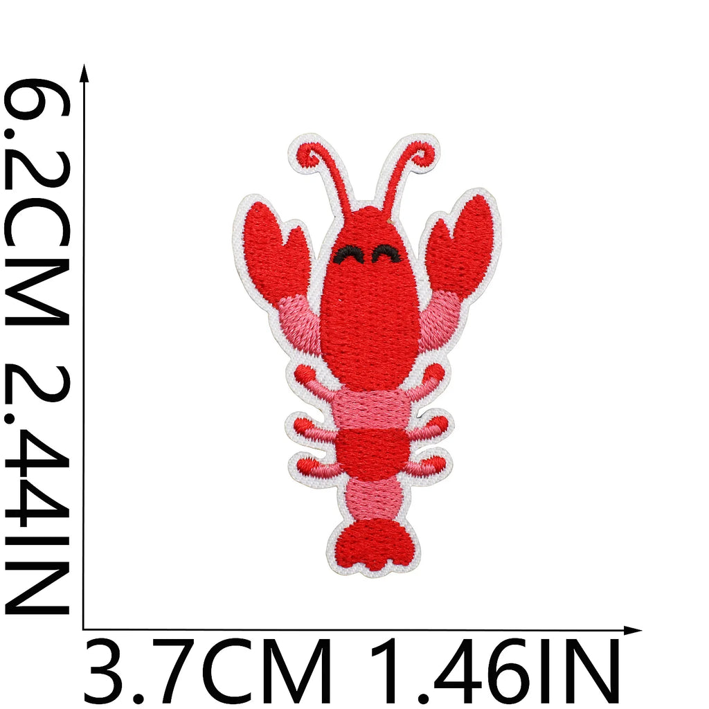 10PCS Marine Creature Embroidered Patches Iron On Patches For Clothes DIY Shark Dolphin Patch Jellyfish Conch Octopus Patch